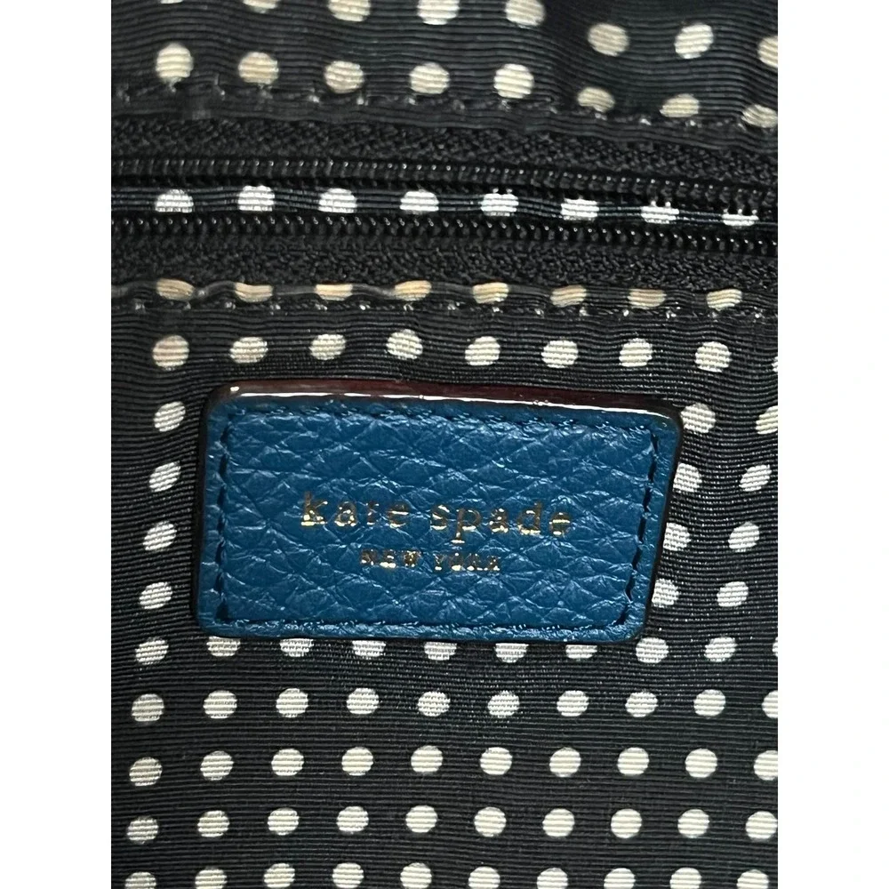 Kate Spade New York Hobo Shoulder Bag Teal Blue Pebbled Leather Tassel Large